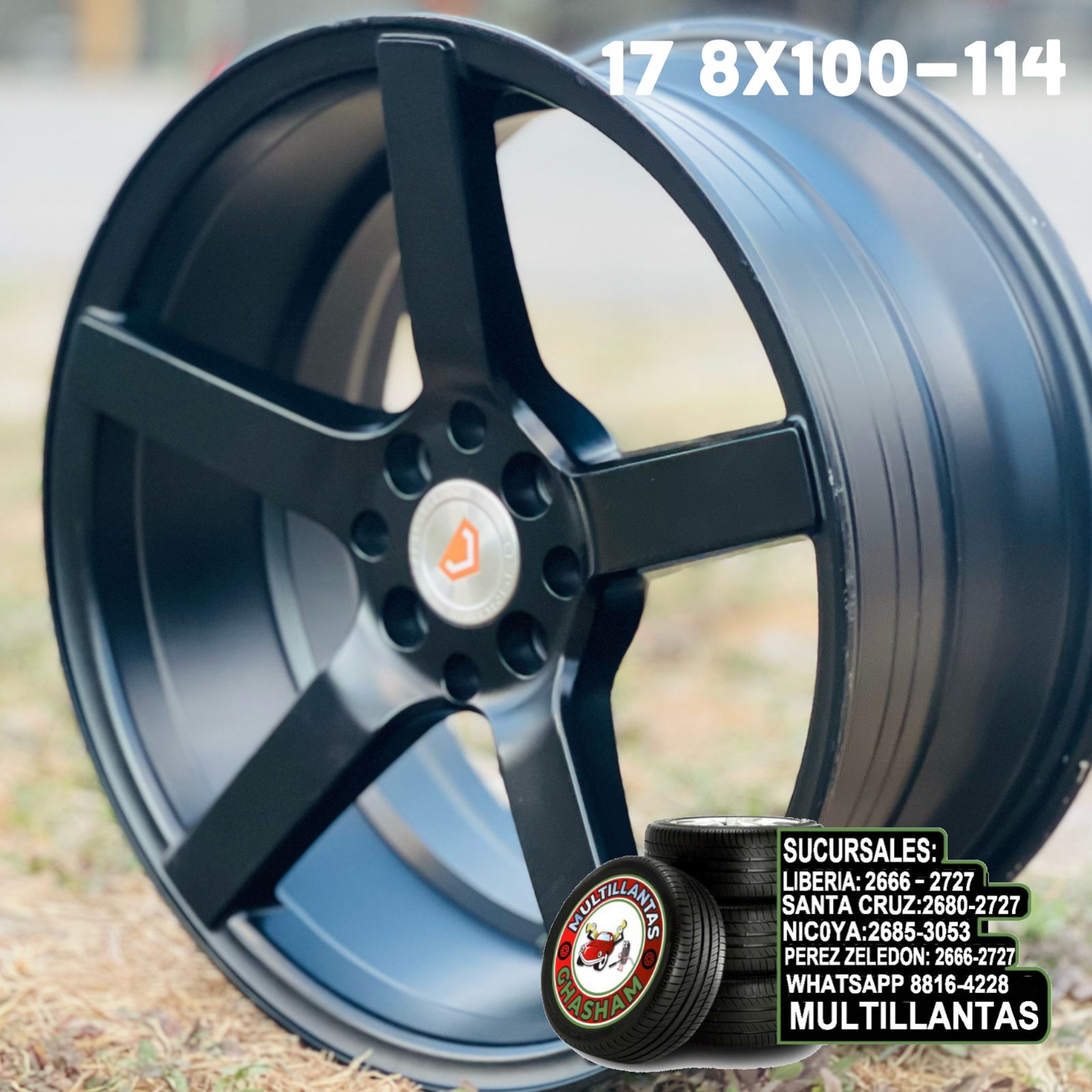 AROS 17X8 8X100-114 NEGRO